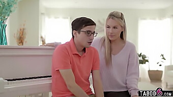 Busty Piano Teacher Bunny Madison Rewards Her Young Student With A Blowjob