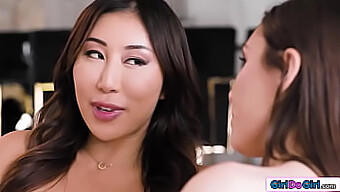 Asian Girlfriend With Large Breasts Gets Analed With Strapon In Lesbian Sex Tape